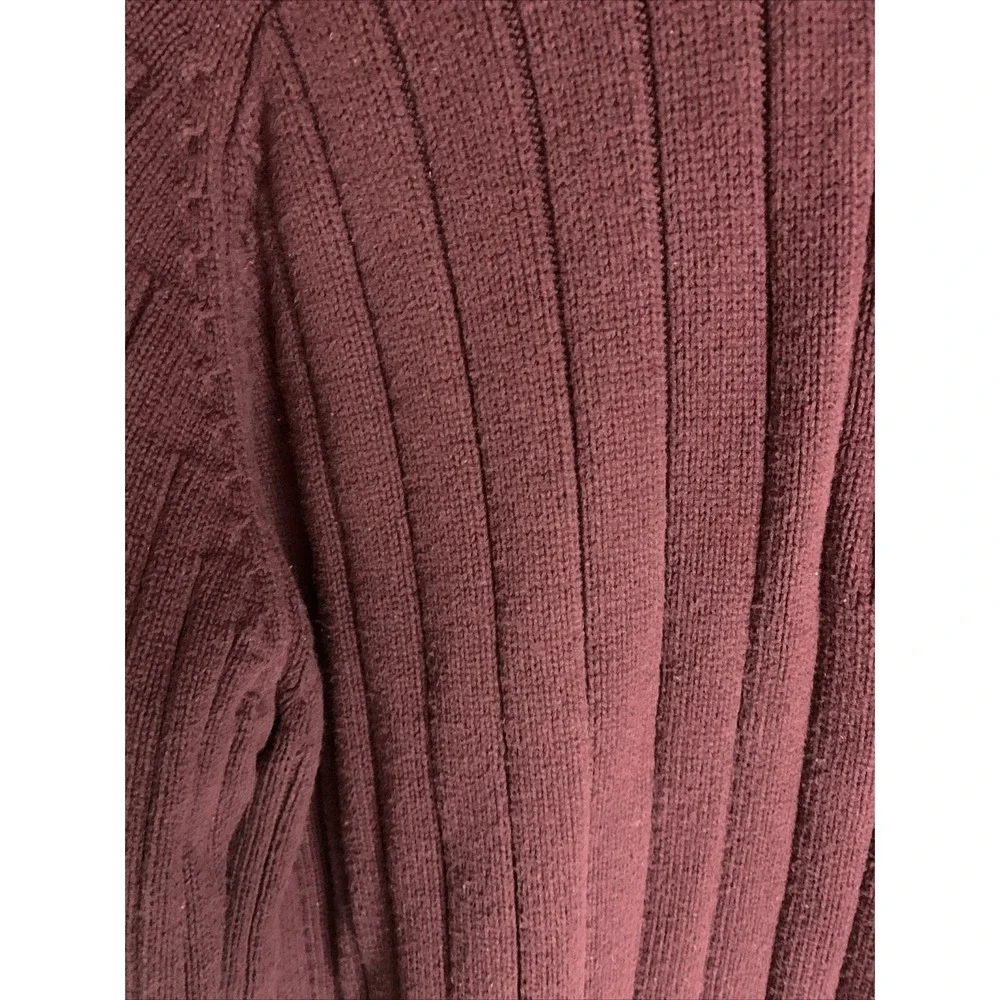 COVINGTON Ribbed Cotton LS Mock Neck‎ 1/4 Zip Pullover Sweater Maroon Men's LG